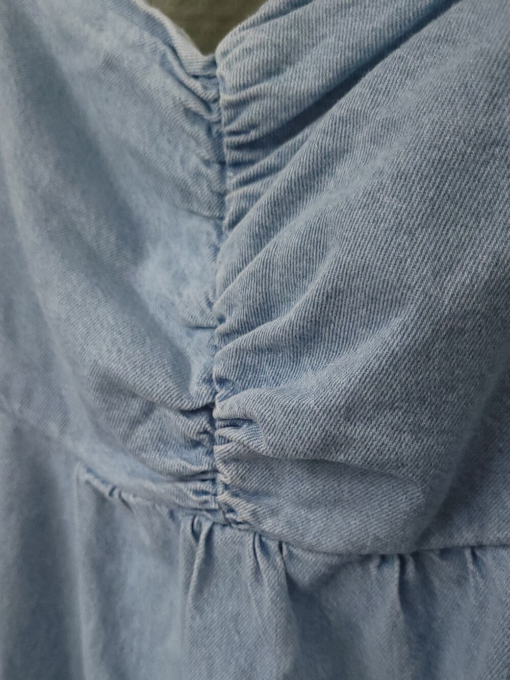 Stradivarius Chambray Tie Strap Midi Dress | Size Medium - Picture 3 of 5